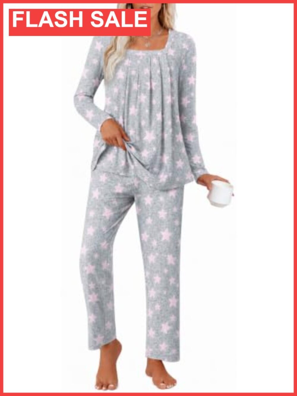 Womens Pajama Set 2 Piece Lounge Set Long Sleeve Sleepwear with Pockets